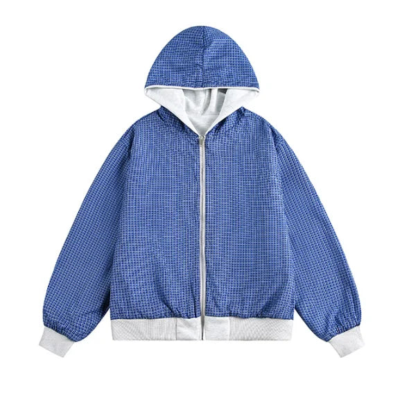 Plaid Reversible Boxy Fit Hoodie