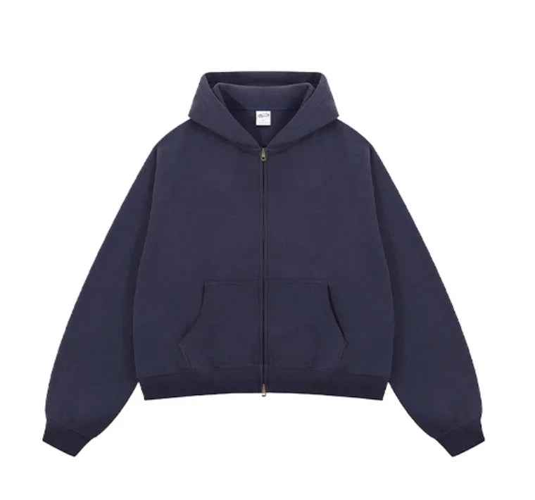 Boxy Fit Solid Color Cropped Hoodies