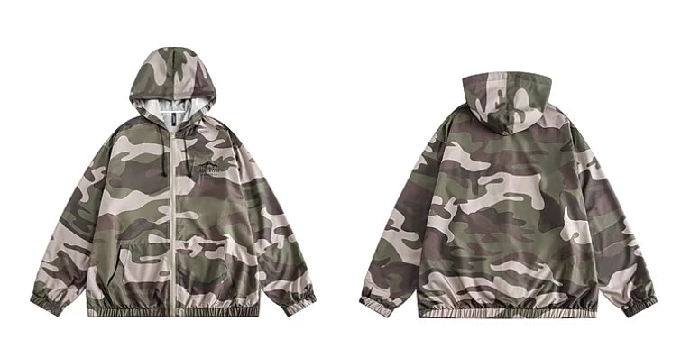 Spring New Design Loose Camouflage Hooded Jacket
