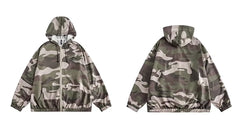 Spring New Design Loose Camouflage Hooded Jacket