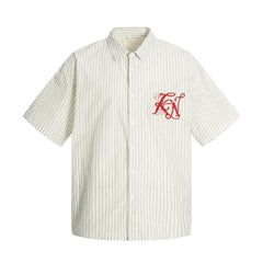 Fashion American-style Vertical-striped Embroidered Shirt