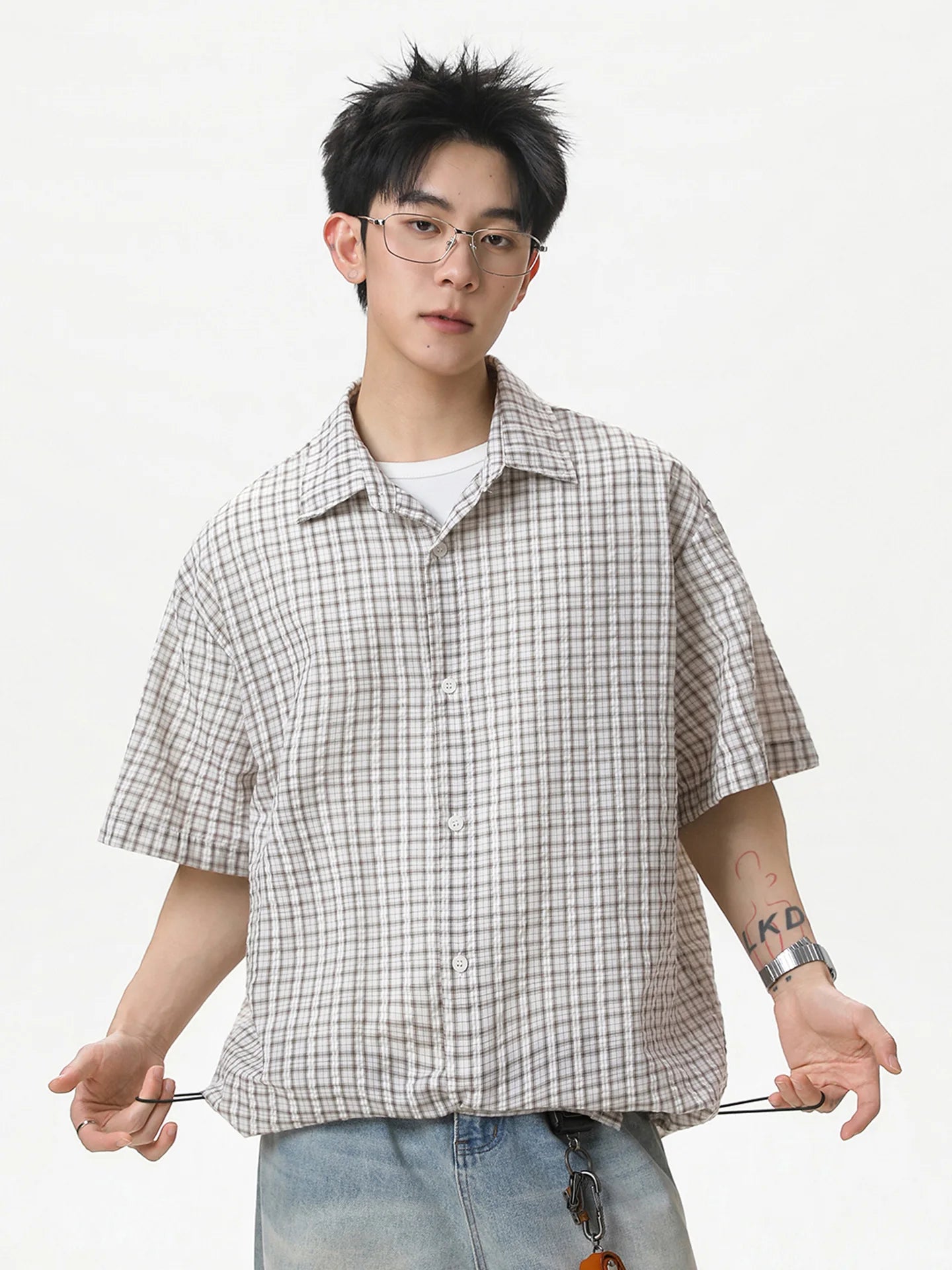 Summer Casual Plaid Button-Up Short Sleeve
