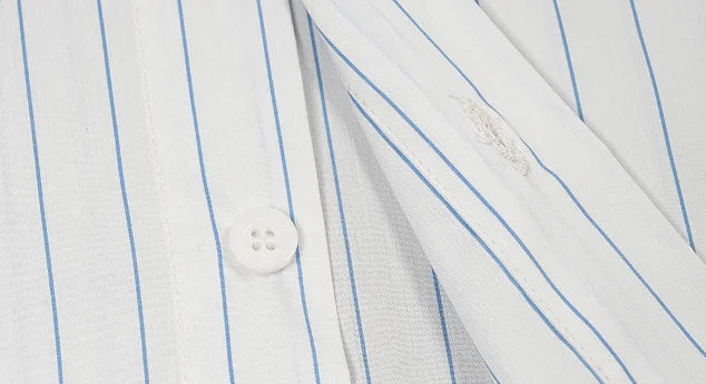 Button Short Sleeve Stripe T-Shirt