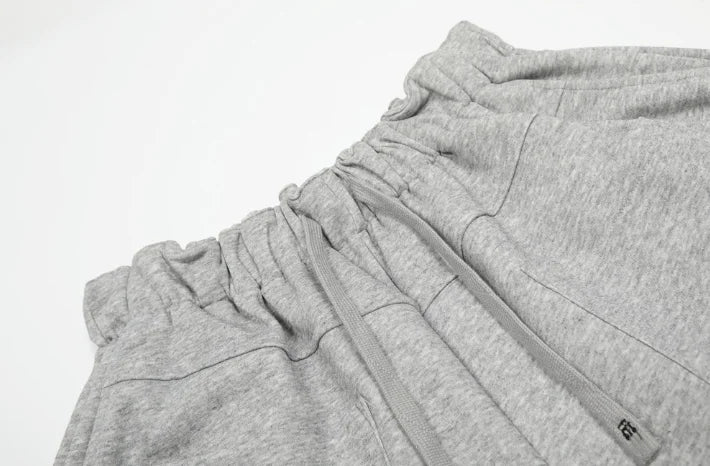 Solid Color Elastic Waist Loose Shorts