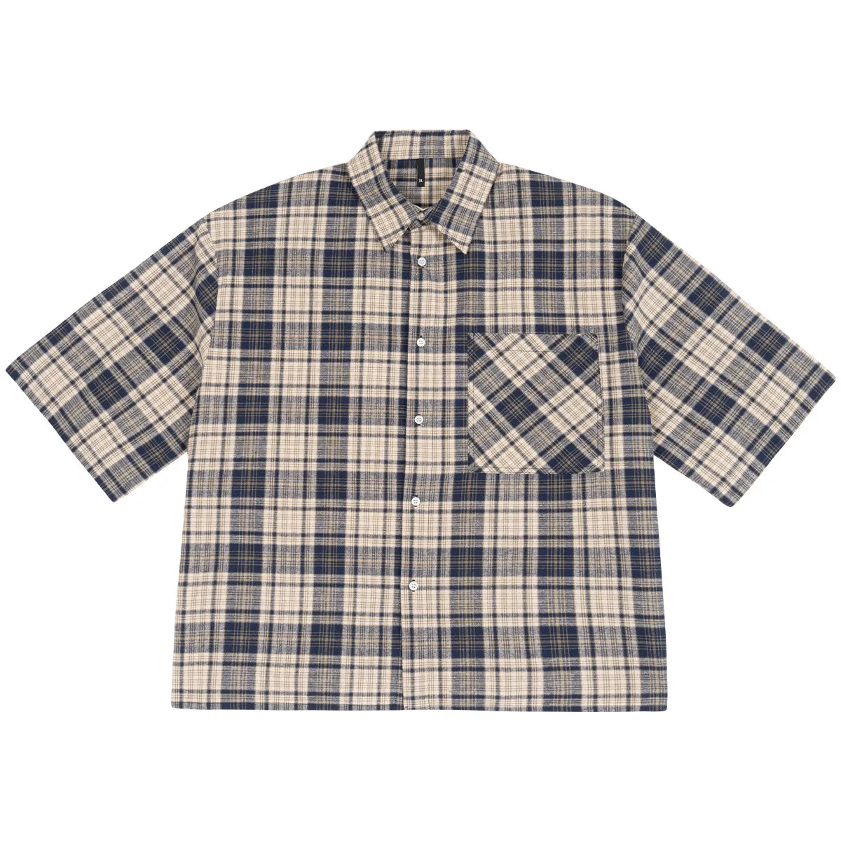 Men's Boxy Fit Streetwear Plaid Short Sleeve