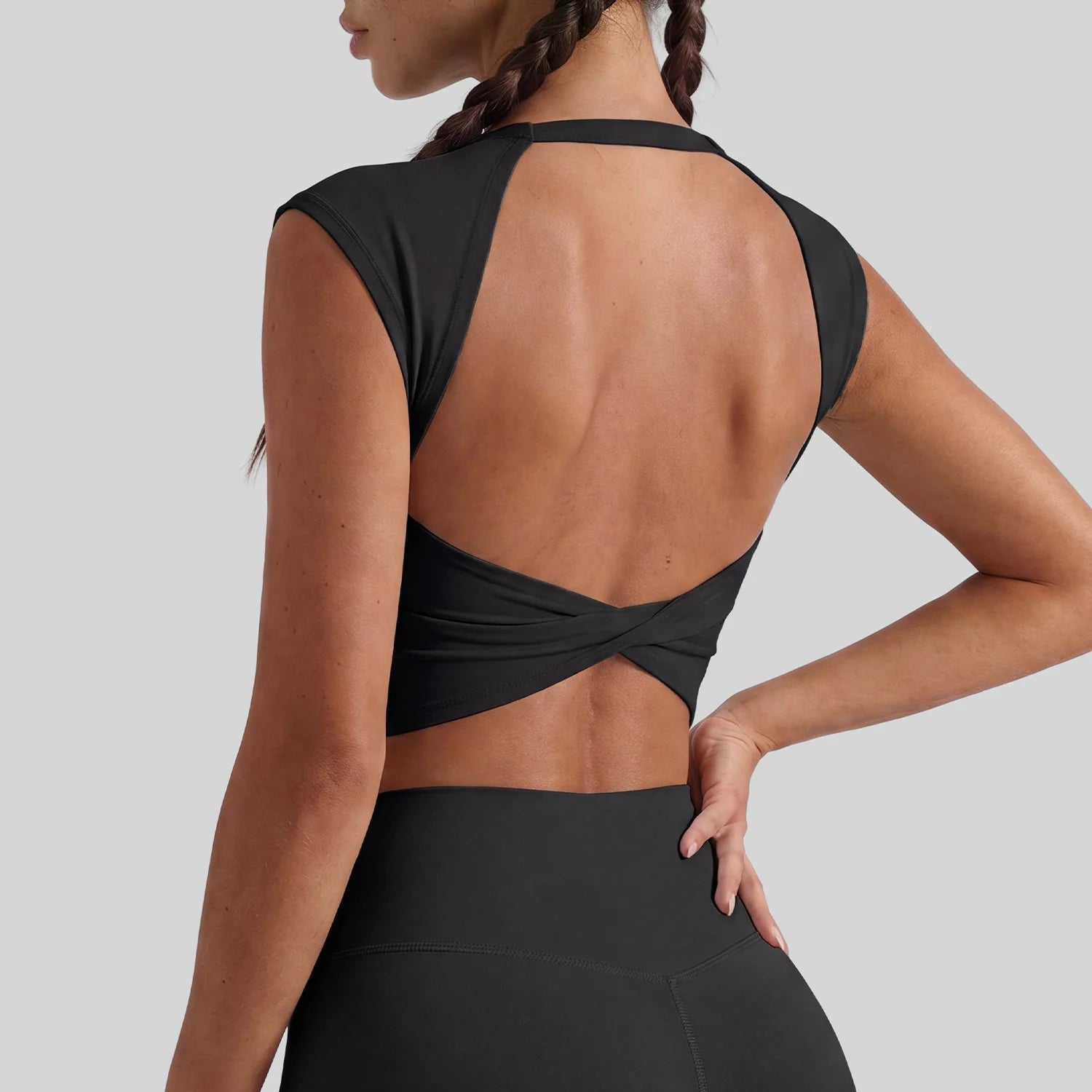 Hollow-Out Knotted Back Detachable Sports Vest