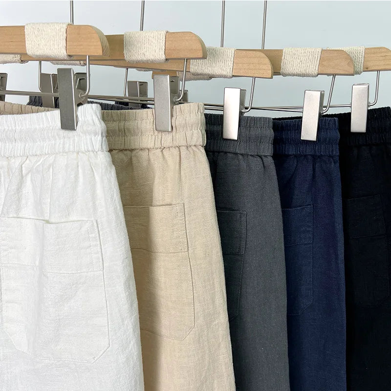 Casual Loose Fit Breathable Linen Regular Shorts