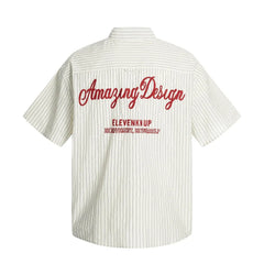 Fashion American-style Vertical-striped Embroidered Shirt