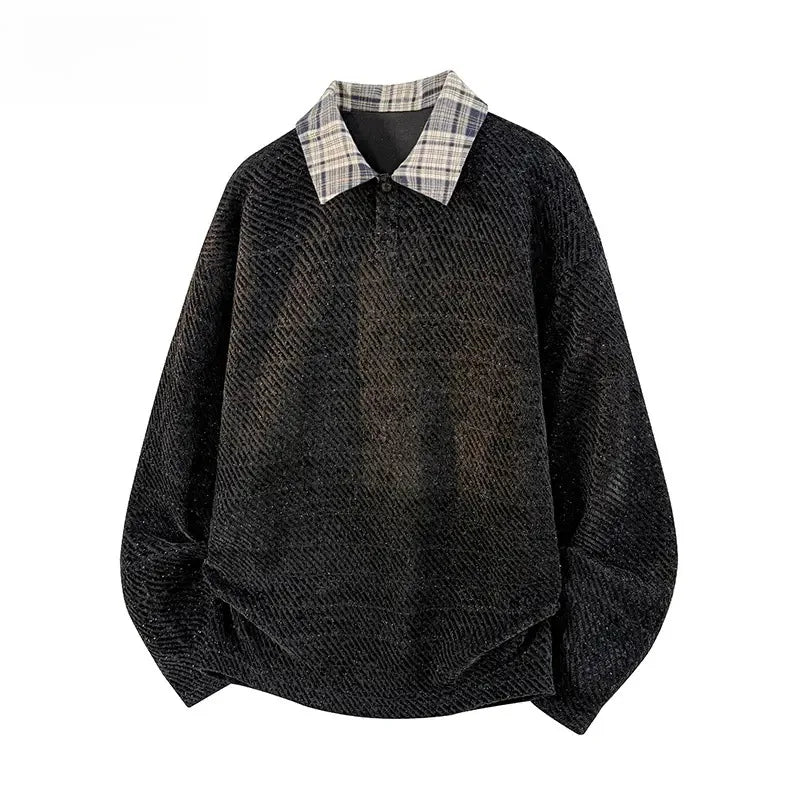 Retro Regular Fit American Style Turn-down Collar Long-Sleeve