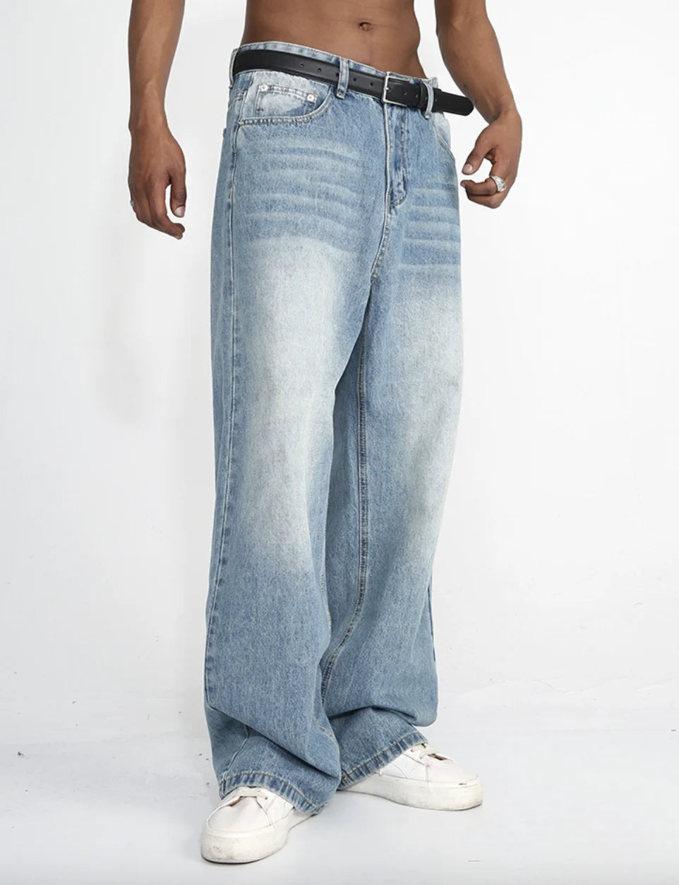 Men Baggy Blue Loose Fit Jeans