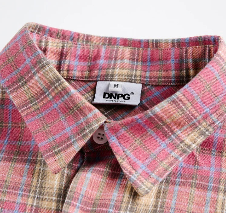 Vintage Style Plaid Short-Sleeved