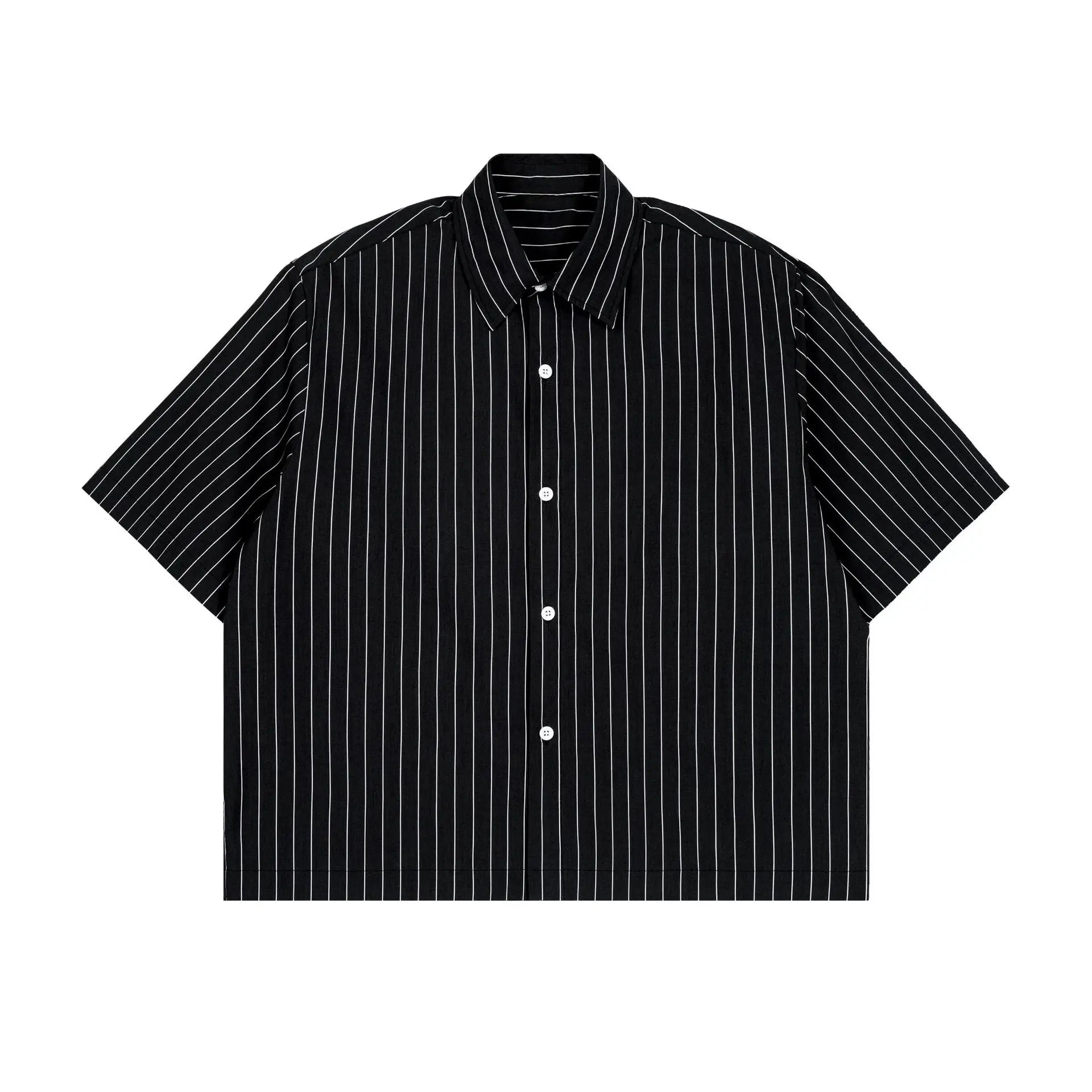 Button Short Sleeve Stripe T-Shirt